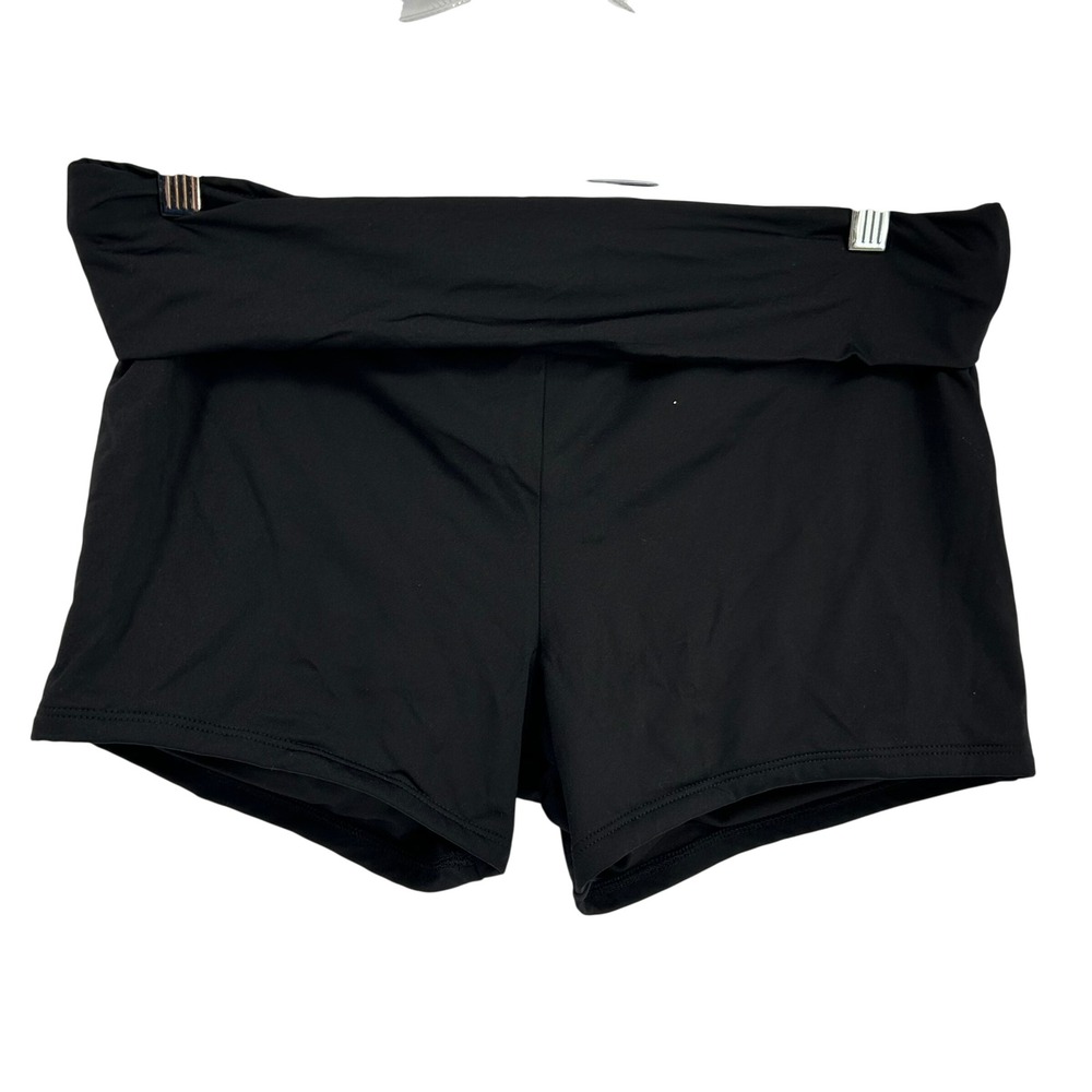 Becca by Rebecca Virtue Womens Black Fold Over‎ Waist Swim Shorts Size 0X